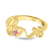 925 Sterling Silver Gold Polished Love Ring - Cute Jewellery Gift for Girlfriend